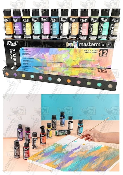 Rich Mastermix Akrilik Boya 12 Renk 60 Ml 1 Paket Pastel Renkler Akrilik Boya 12 Li Profesyonel Tuval Canvas Boyası Çok Renkli Rich Mastermix Akrilik Boya 12 Renk 60 Ml 1 Paket Pastel Renkler Akrilik Boya 12 Li Profesyonel Tuval Canvas Boyası Çok Renkli