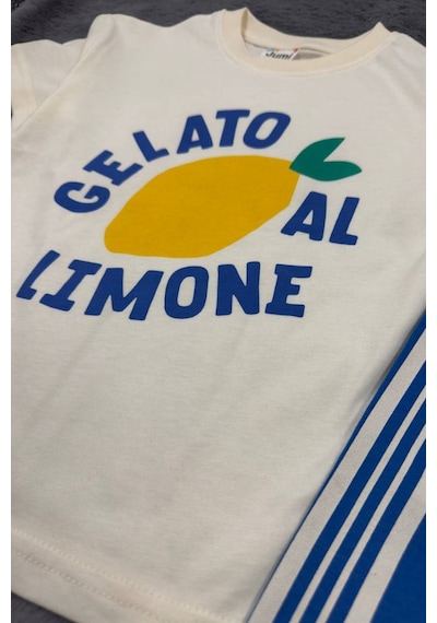 Jumi Çocuk Limon Baskılı Tişört Ve Pantolon Takım Mavi