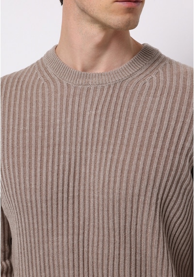 Colin's Colins Regular Fit Yuvarlak Yaka Jakarlı Erkek Bej Kazak Cl1076733 Q1.v2 Beı Bej