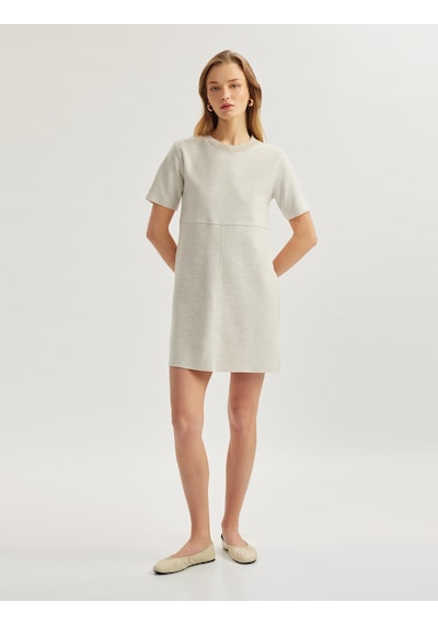 Koton Regular Fit Bisiklet Yaka Kısa Kollu Mini Elbise Bej 5sak80166ek Ekru