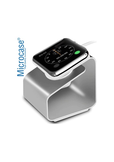 Apple Uyumlu  Watch Seri 5 44 Mm Için Alüminyum Şarj Standı - Gümüş