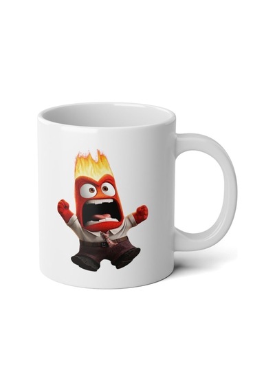 Ters Yüz Öfke Işareti Baskılı Premium Porselen Kupa Bardak Beyaz