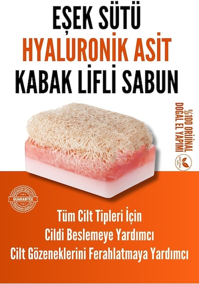 Doğal Kabak Lifli Eşek Sütü & Hyaluronik Asit Sabun Kabak Lifi - Lavanta