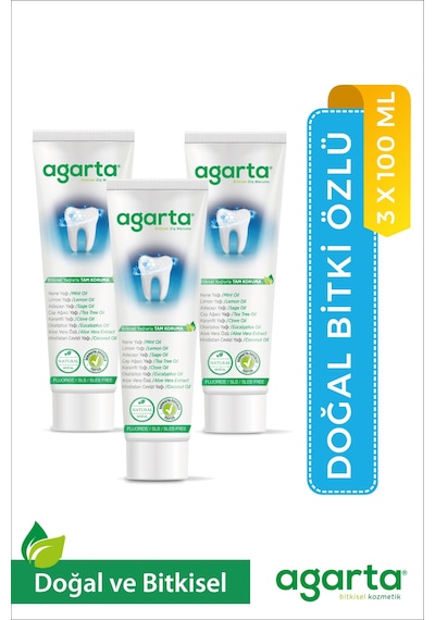 3 Adet Doğal Florürsüz Bitki Özlü Diş Macunu 100 Ml