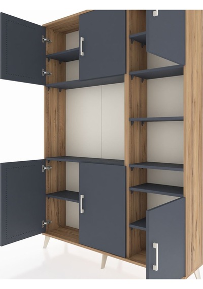 Arges Dolap 10 Raflı 6 Kapaklı 132x30x195 Çam-antrasit/antrasit Çam