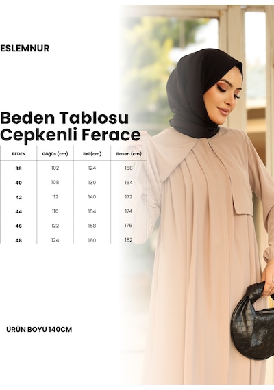 Eslemnur Hac Ve Umrelik Cepkenli Medine Ipeği Ferace Siyah