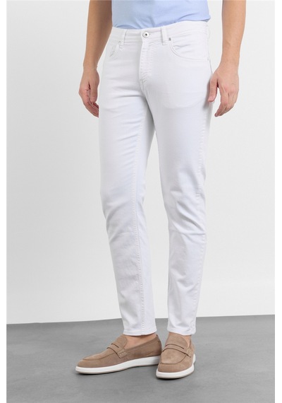 İmza Beyaz 5 Cep Düz Paça Gabardin Slim Fit Pamuklu Pantolon 1003260318