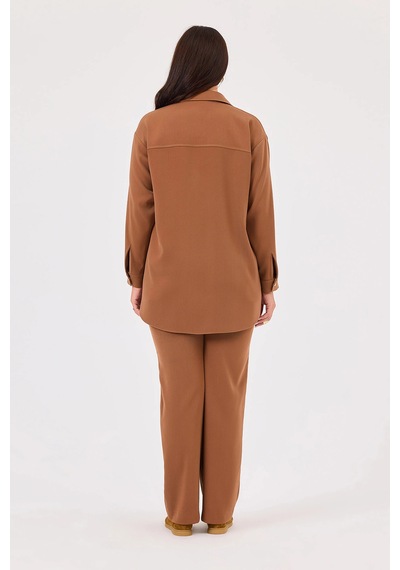 Galaxi Kadın Büyük Beden Bağcıklı Pantolon 4023 Camel Camel
