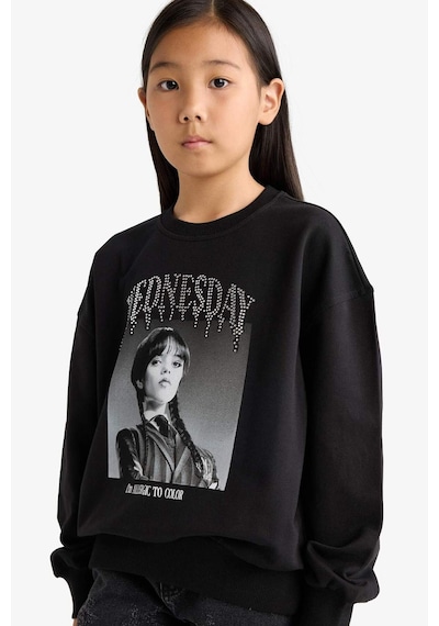 Defacto Kız Çocuk Wednesday Oversize Geniş Kalıp Bisiklet Yaka Sweatshirt G0440a825aubk81 Siyah Defacto Kız Çocuk Wednesday Oversize Geniş Kalıp Bisiklet Yaka Sweatshirt G0440a825aubk81 Siyah