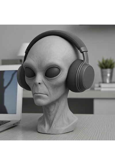 Happy3dworld Uzaylı Büst Kulaklık Standı, 3d Baskı Bilim Kurgu Masaüstü Dekor