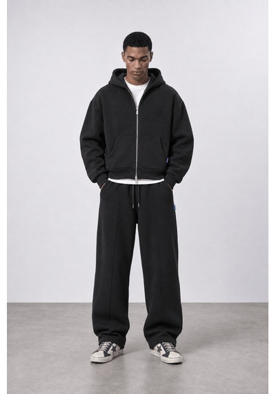 Respire Erkek Basic Panda Baggy Eşofman Altı Siyah