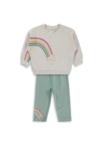 Civil Baby Gökkuşağı Baskılı 6-18 Ay Takım - Bej Taş Rengi