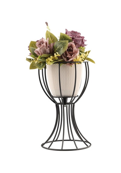 Anafor Saksılık Siyah 25 Cm Krem Saksı