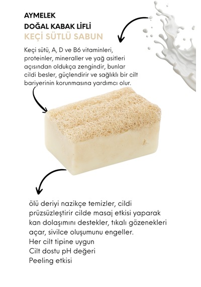 Keçi Sütü Özlü Doğal Kabak Lifli Güzellik Sabunu Cilt   Etkili Keçi Sütü