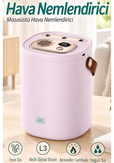 Exenar - Pembe - Şarjlı Ultrasonic Hava Nemlendirici Buhar Makinesi 1500ml Şarjlı Buhurdanlık