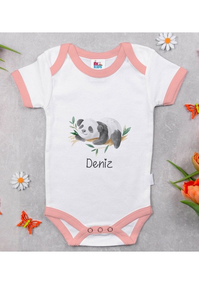 Bk Gift Bk Kids Kişiye Özel Pembe Bebek Body Zıbın - Model 158 0-3 Ay