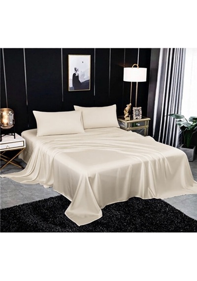 Metin Ev Premium 120 Tel Pamuk Saten Lastiksiz Çarşaf Seti 2 Y Ekru