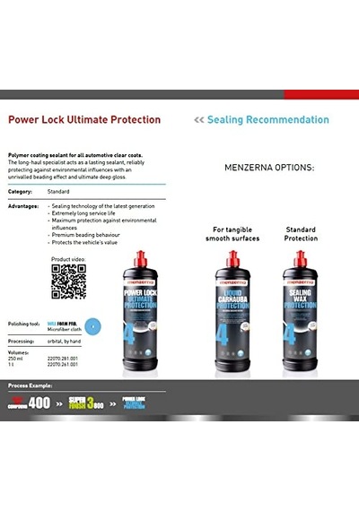 Menzerna Power Lock Ultimate Protection Üstün Boya Koruma Cila/wax 1000 Ml