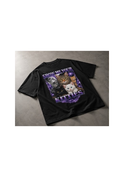 Yolo Street Oversize Siyah Unisex Tişört %100 Pamuk Show Me Your Kitties Kedi Baskılı Vintage Grafik Siyah11 Yolo Street Oversize Siyah Unisex Tişört %100 Pamuk Show Me Your Kitties Kedi Baskılı Vintage Grafik Siyah11