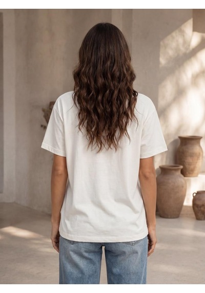 Nealirsanall.com Kadın Ekru New York City Baskılı Oversize T-shirt - Kolej Tarzı Tişört