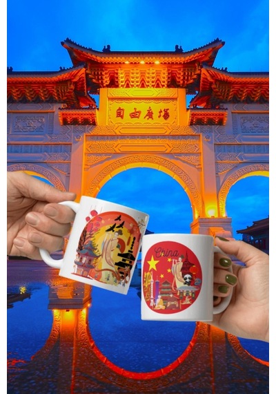 Çin Kupa Bardak 2 Adet Seyahat Hatıra Chinese Mug