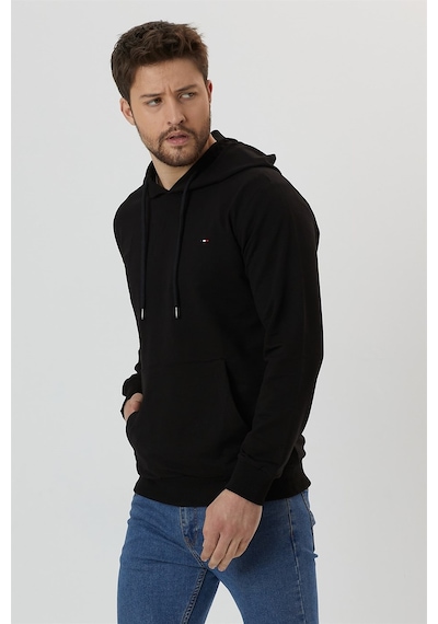 Mmetalic Erkek Siyah Kapüşonlu Nakış Detaylı Sweatshirt