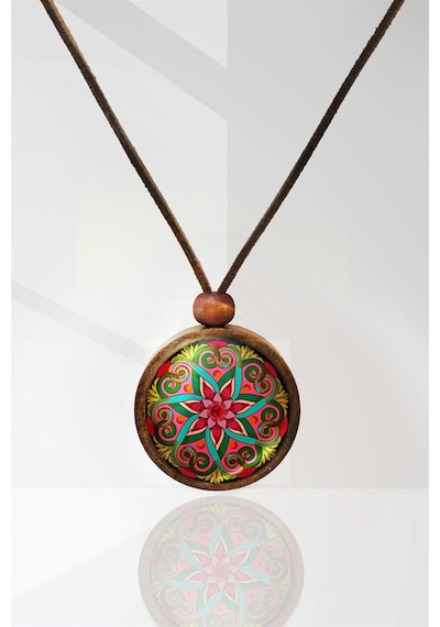 Mandala Ahşap Kolye N11.29015 Altın