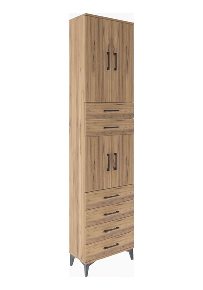Arges Dolap 4 Raflı 6 Çekmeceli 4 Kapaklı 60x30x243 Çam-çam Çam