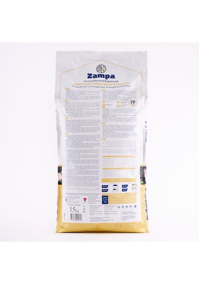 Zampa Tam ve Dengeli Tavuk Etli Yetişkin Kediler İçin Kuru Mama 15 KG