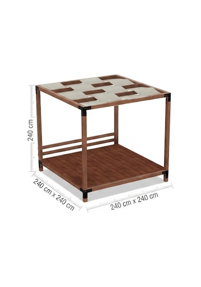 İahşap Pergola - Dalgalı Brandalı Plaj & Bahçe Gölgeliği - Demonte Kendin Yap Seti 2.4x2.4 Metre Kahverengi
