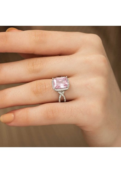 Gümüş Pembe Baget Bayan Yüzük (551179886)