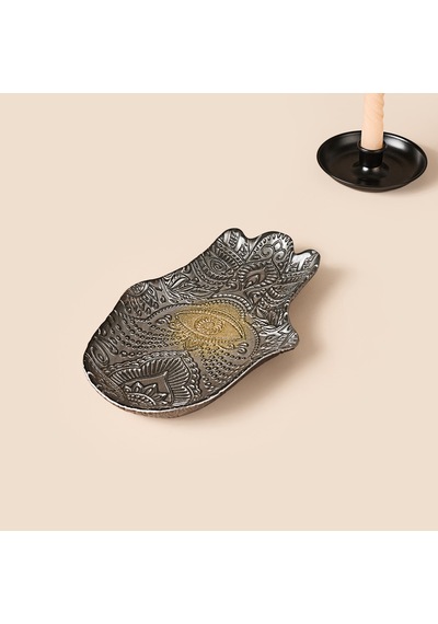 Deco Rabia Eli Dekoratif Tabak - Gri - 22x15 Cm