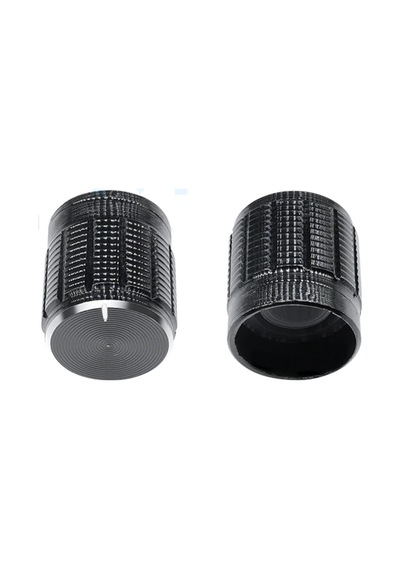 Alüminyum Pot Başlığı 6mm Tırtıklı Mil  6mm Siyah Metal Potansiyo