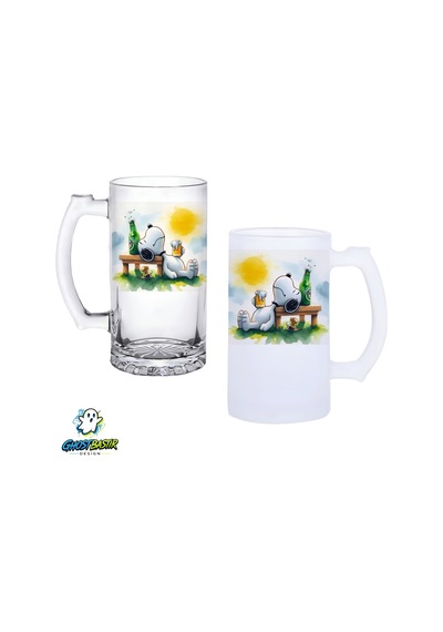 Snoopy Kulplu Bira Bardağı Buzlu Veya Şeffaf Seçenekli 0348