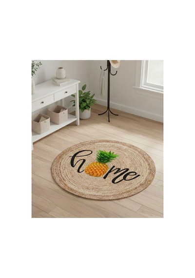 Ütopya Dijital Baskı Dokuma Pamuk Kaymaz Taban Yuvarlak Halı Home Ananas 838880757 Home Ananas
