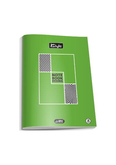 A4 Boy Plastik Kapak 40 Yaprak Kareli Defter Kenarı Kırmızı Çizgili 1 Adet Newstyle - Yeşil