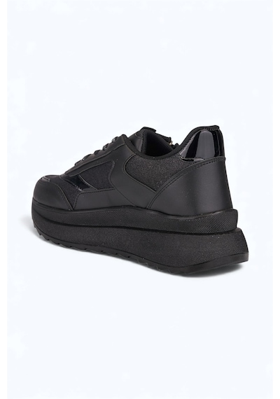 Nstil Günlük Kadın Spor Ayakkabı Sim Detaylı Bağcıklı Fermuarlı Hafif Kalın Taban Sneaker 0846 Siyah