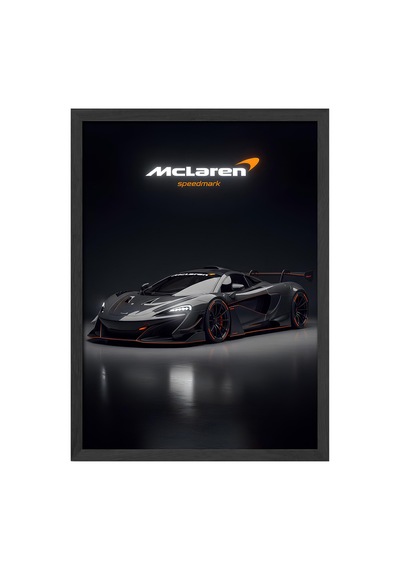 Mclaren P1 Gtr Siyah Ahşap Çerçeveli Poster, Dekoratif Araba Duvar Tablosu