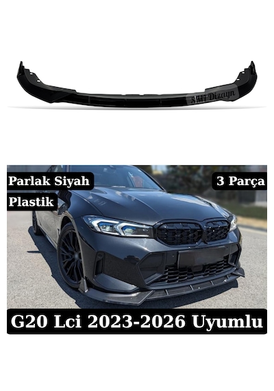 Bmw 3 Serisi G20 Lcı Uyumlu Ön Lip - Parlak Siyah Piano Black 3 Parça Plastik M Sport Tampon Eki 2022-2026