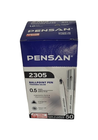 Pensan 2305 0.5mm 50li Üçgen Siyah Tükenmez Kalem