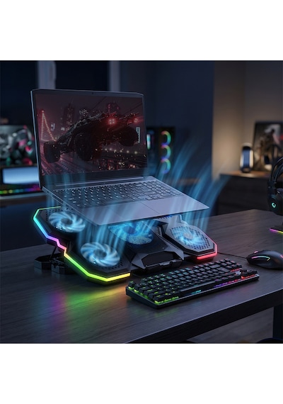 Ad-rc14 X-ranger Rgb 5fan Yükseklik Ayarlı Telefon Tutucu 9-17" Notebook Soğutucu Laptop Soğutucu