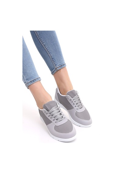 Wordex F1 Günlük Kadın Fileli Yazlık Sneaker Spor Ayakkabı Gri