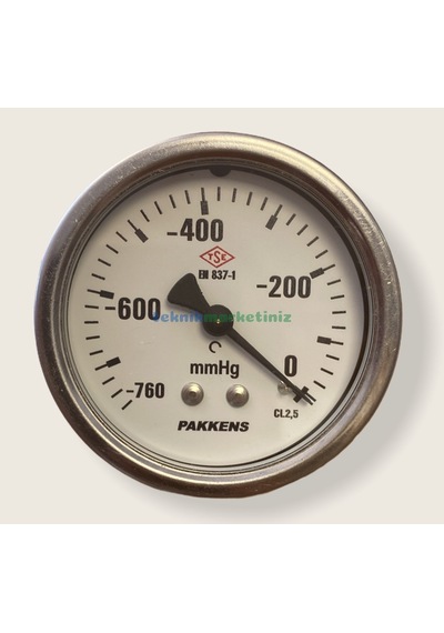 63MM -760MMhg Panotip Arka Çıkış G1/4" Kurutip VakuMMetre Pakkens