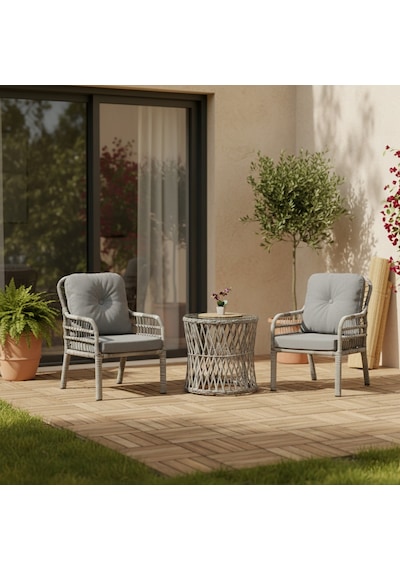 Capri Swing Pisa Tekli Rattan Bahçe Balkon Oturma Grubu Beyaz 702