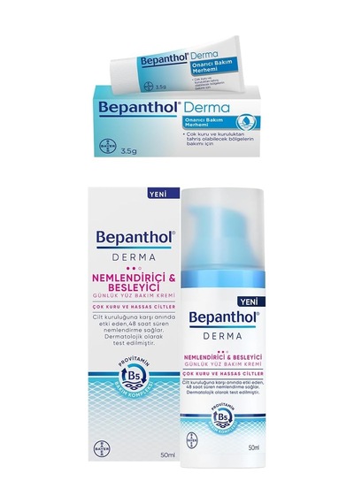 Bepanthol Nemlendirici&besleyici Günlük Yüz Bakım Kremi 50 Ml + 5 Adet Onarıcı Bakım Merhemi 3,5 Gr