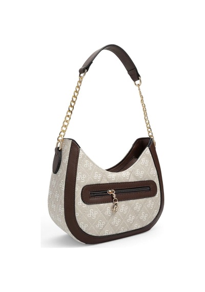 Silver & Polo Silver Polo Taş - Kahve Monogram Kadın Omuz Çantası Sp1168