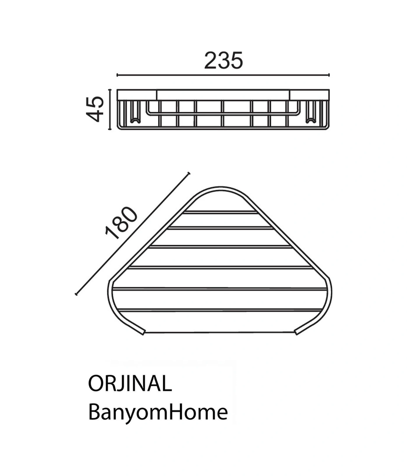 Çelik Banyo Paslanmaz Pirinç Eda 1'li 18x18 Cm Şampuanlık Banyo Rafı Krom