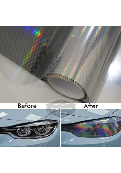Şeffaf Hologram Petek Desen Far Stop Filmi Far Folyosu Far Çizik Çizilme Engelleyici Folyo 100 X 30 Cm 00 Şüscaroto Aksesuar