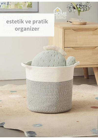 Ayrex Jüt Hasır 3'lü Sepet Takımı Düzenleyici Banyo Sepeti Kirli Sepeti Organizer Çamaşır Saksı Çiçeklik Kı Diğer