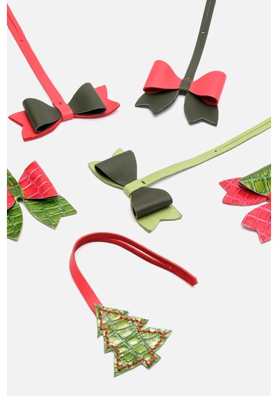 Hand Made Christmas Özel Hediyelik Croco Kırmızı &yeşil Fiyonk Çanta Charm